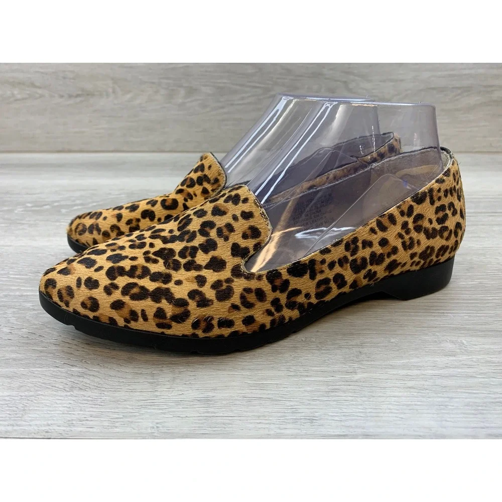 Rockport Total Motion Women's Leopard Calf Hair Loafers Brown 7 Comfort Shoes